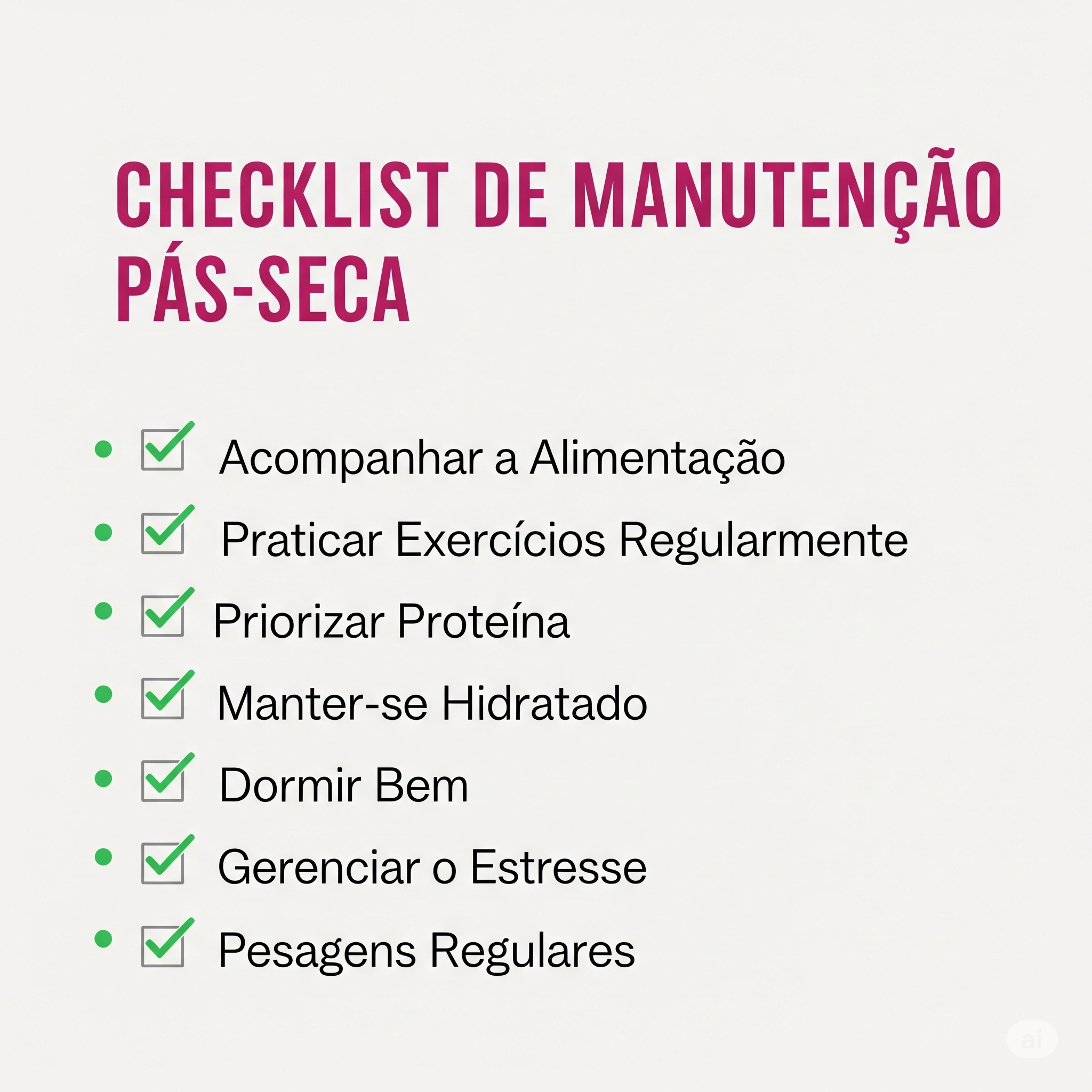 Checklist de Manutenção Pós-Seca